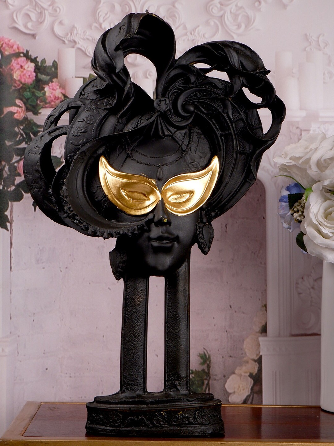 

THE WHITE INK DECOR Black & Gold Symbol Of Abundance Showpiece