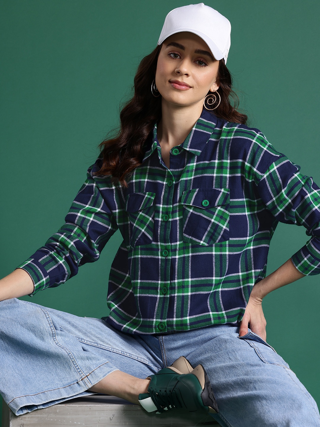 

DressBerry Women Modern Checked Casual Shirt, Green