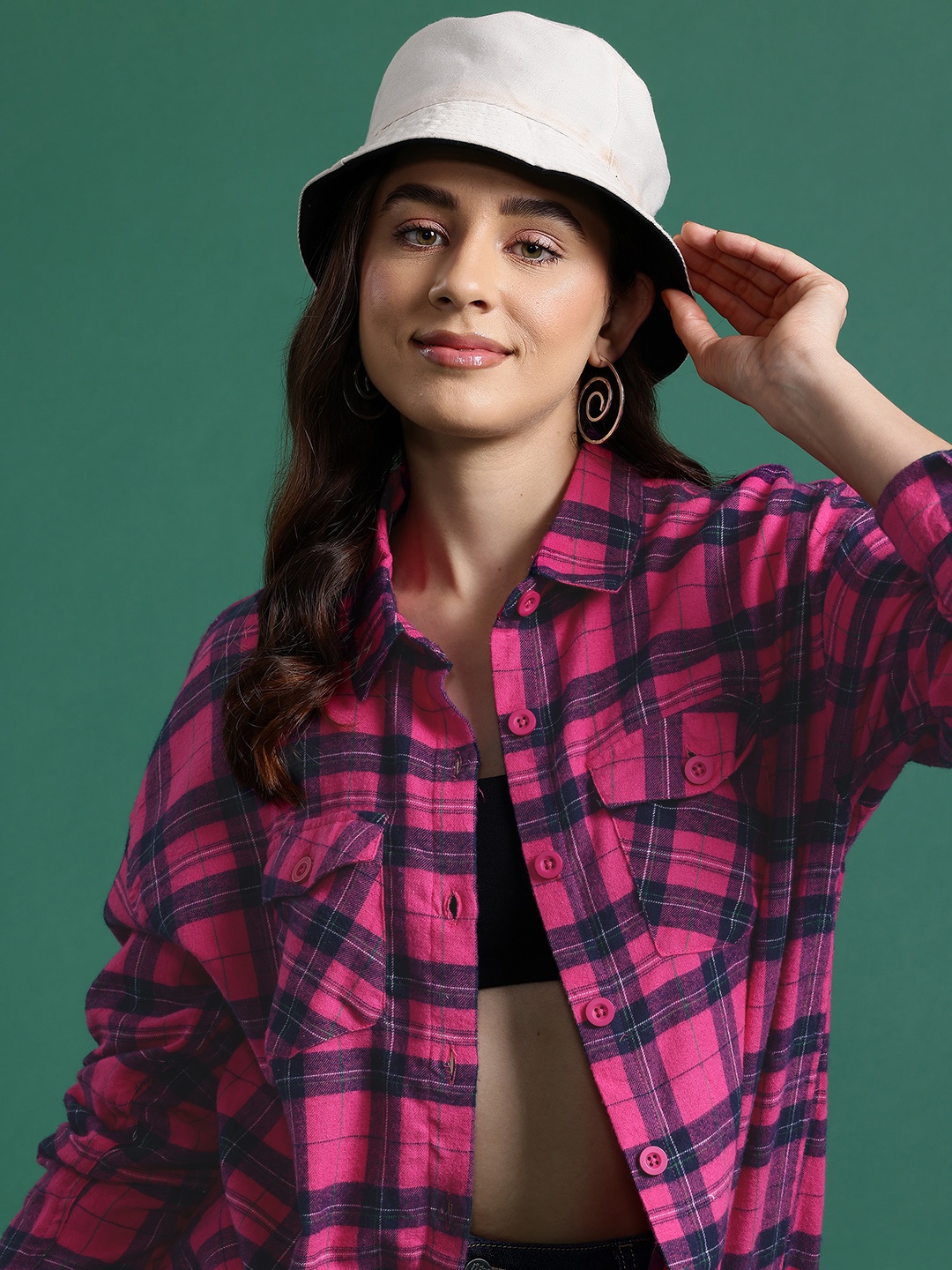 

DressBerry Women Modern Checked Casual Shirt, Pink