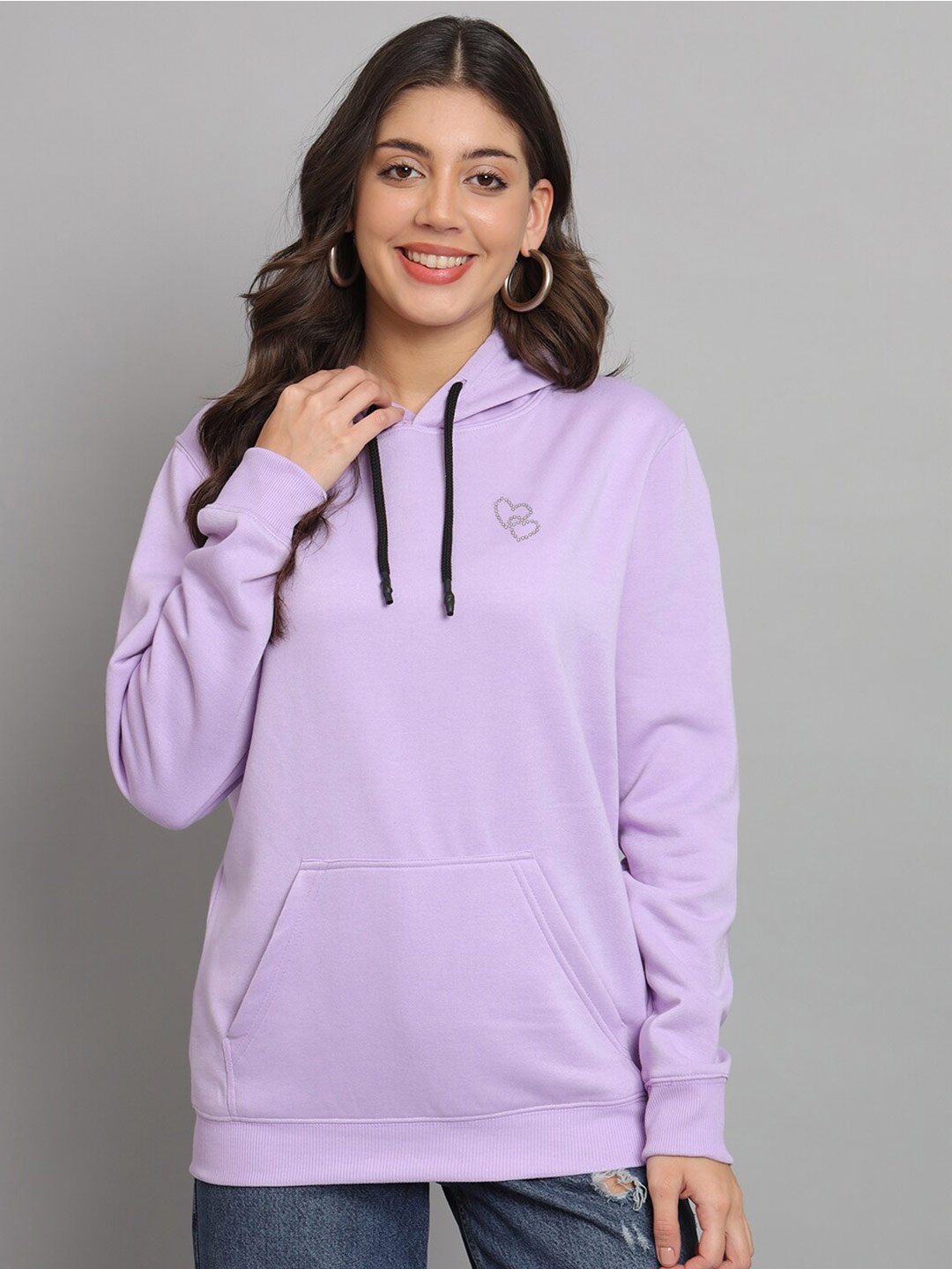 

urSense Hooded Long Sleeves Fleece Pullover, Lavender