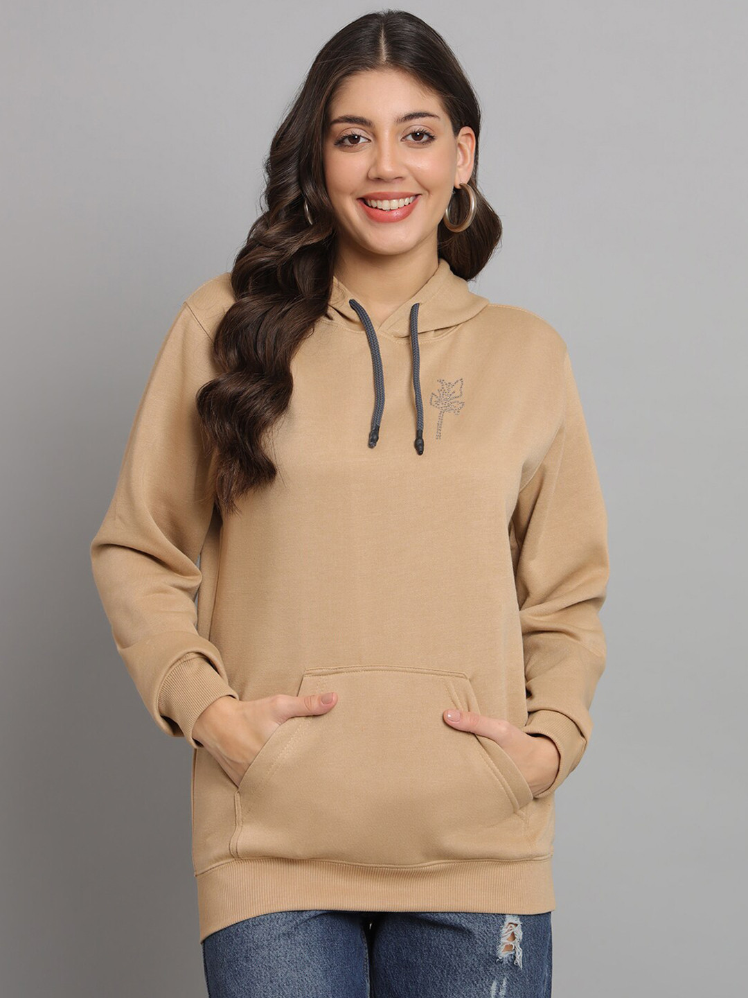 

urSense Hooded Fleece Sweatshirt, Beige