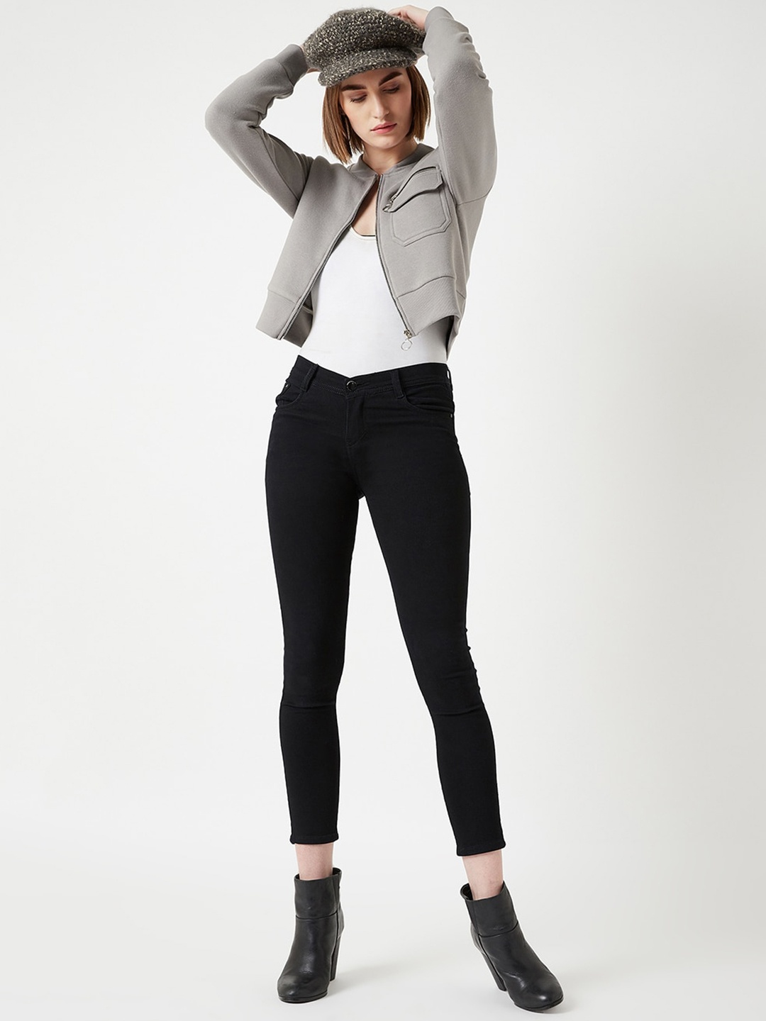 

DressBerry Crop Bomber Jacket, Grey