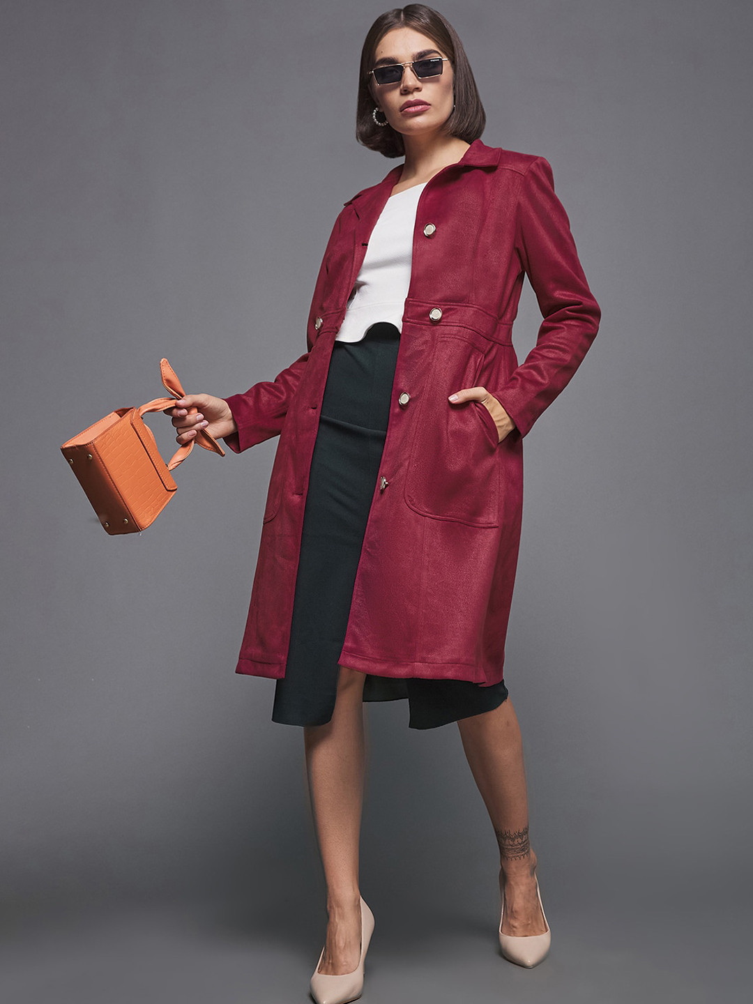 

DressBerry Longline Tailored Jacket, Red