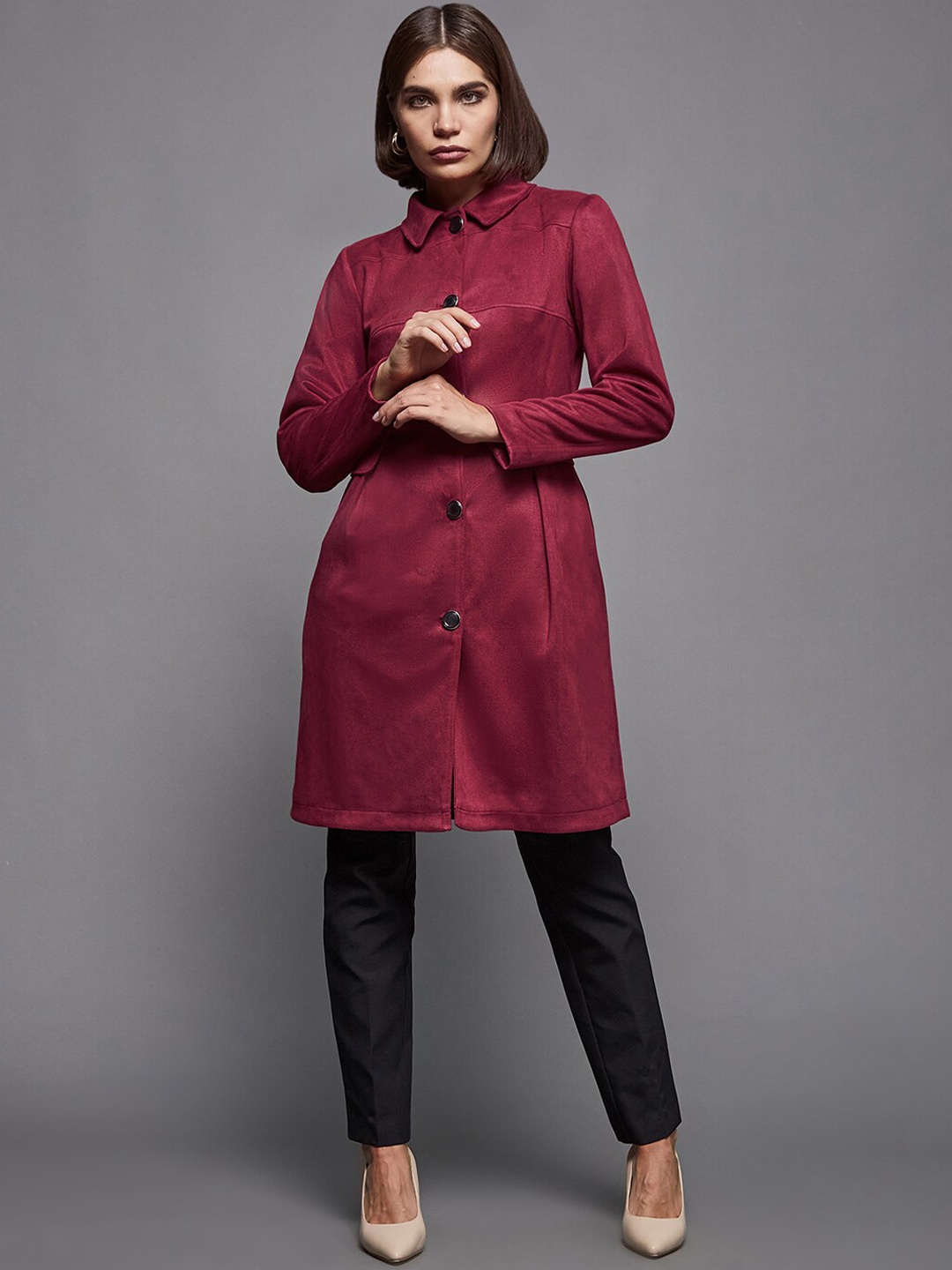 

DressBerry Spread Collar Longline Tailored Jacket, Red