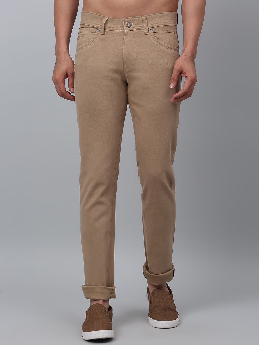 

Cantabil Men Comfort Mid-Rise Cotton Regular Trousers, Khaki