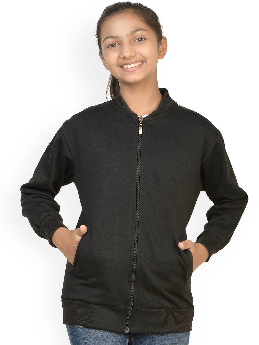 

BAESD Girls Stand Collar Fleece Lightweight Bomber Jacket, Black