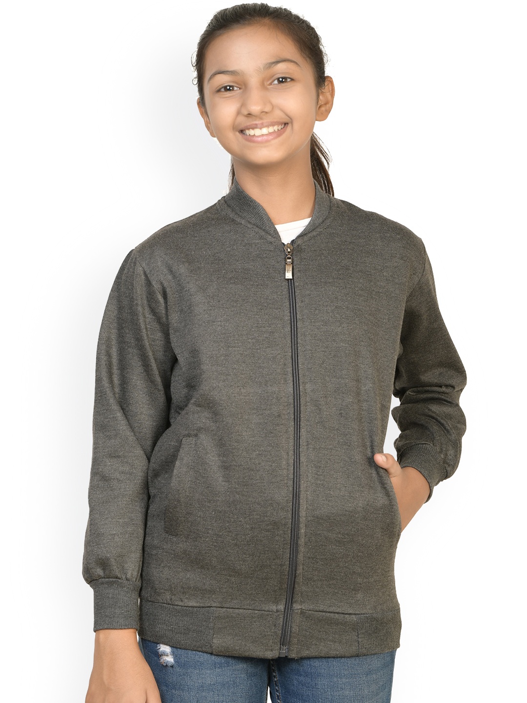 

BAESD Girls Fleece Lightweight Bomber Jacket, Silver