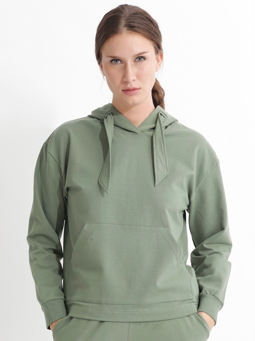 

RAREISM Hooded Cotton Sweatshirt, Green