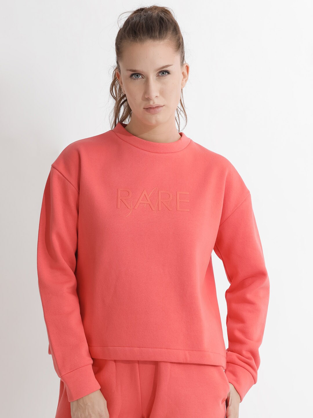 

RAREISM Brand Logo Printed Cotton Sweatshirt, Orange