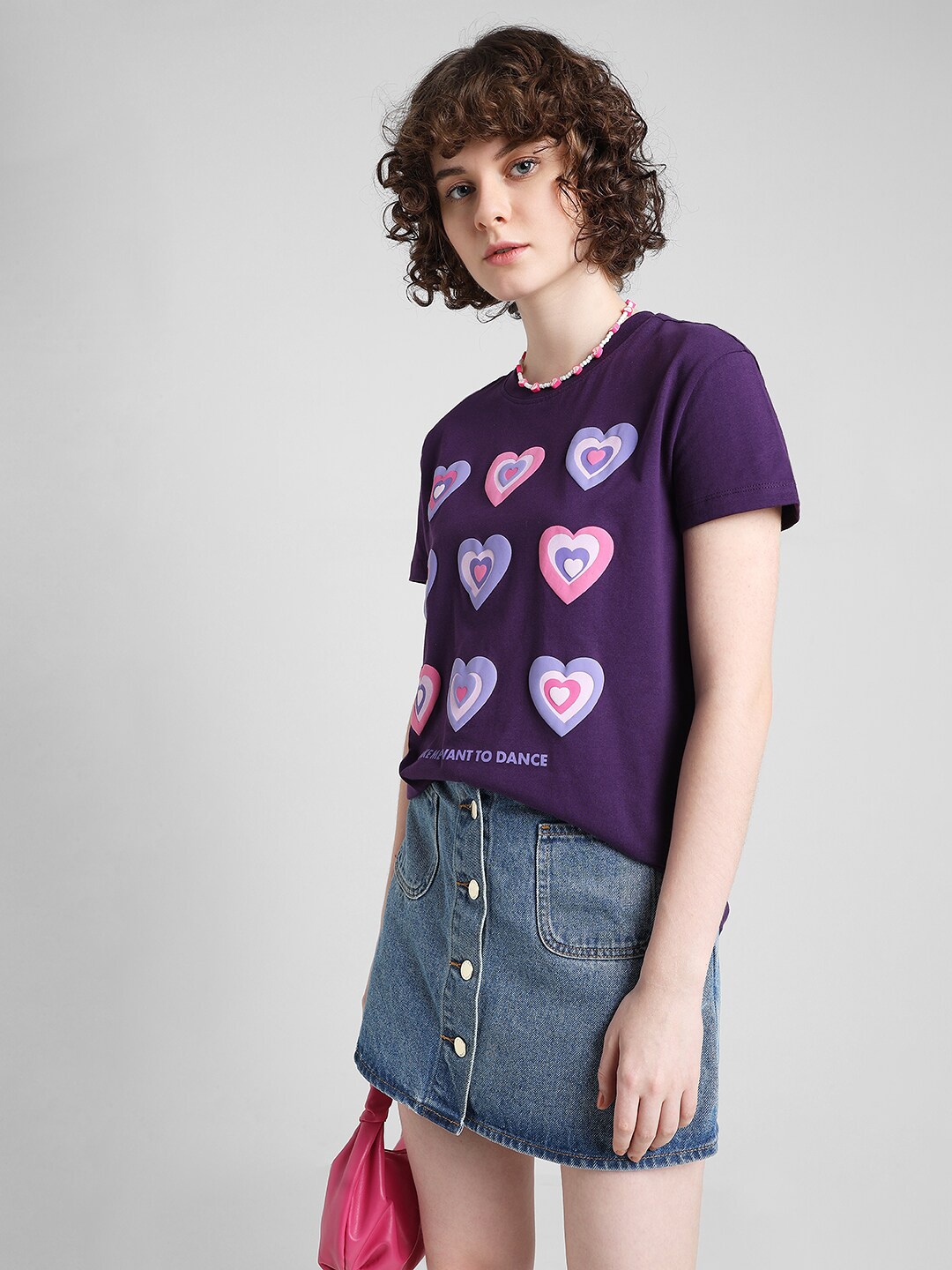 

ONLY Graphic Printed Pure Cotton T-shirt, Purple