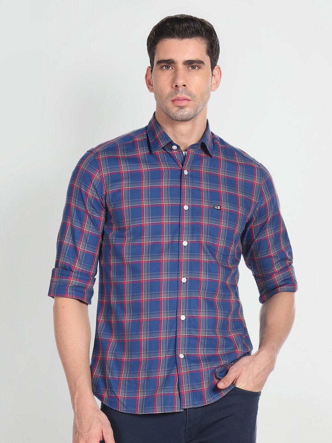 

Arrow Sport Slim Fit Tartan Checks Pure Cotton Casual Shirt, Blue