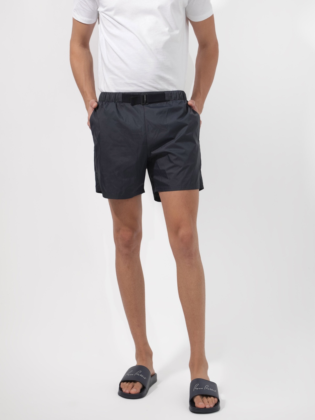 

RARE RABBIT Men Kort Regular Fit High-Rise Cotton Shorts, Navy blue