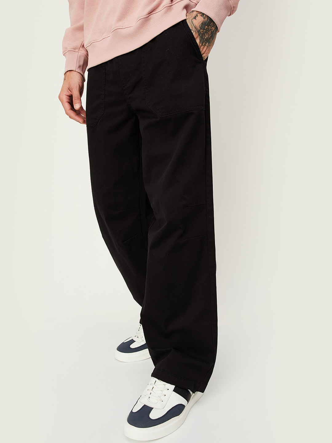 

max Men Mid Rise Trousers, Black