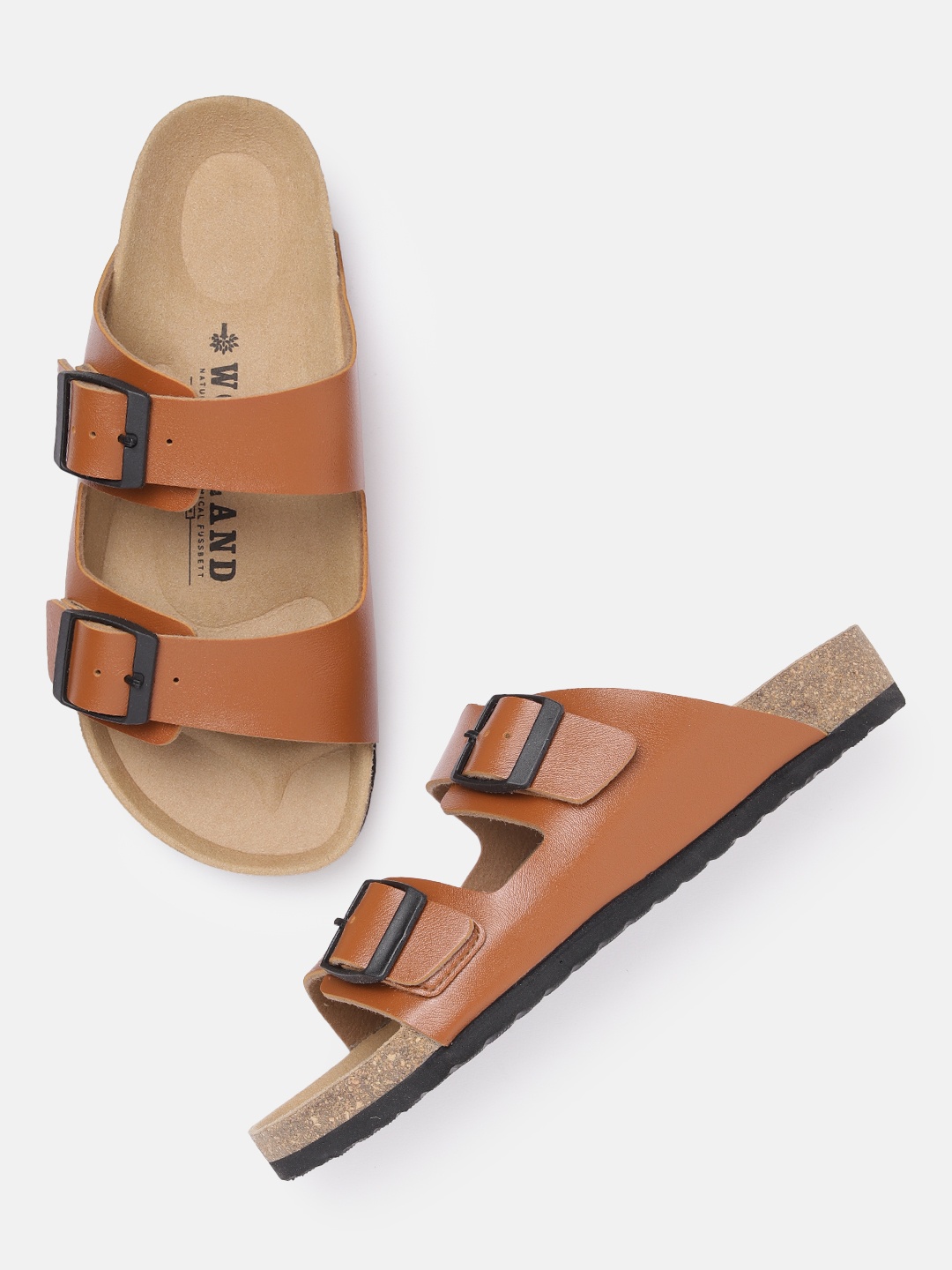 

Woodland Men Double-Strap Comfort Sandals with Buckle Detail, Tan