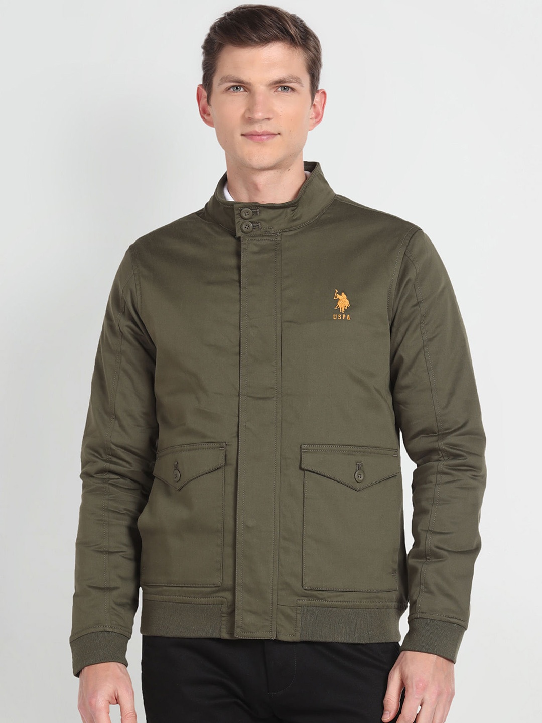 

U.S. Polo Assn. Denim Co. Mock Collar Bomber Jacket, Olive