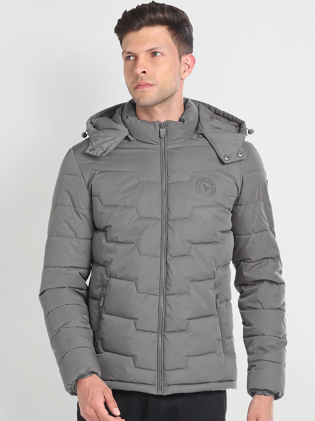 

U.S. Polo Assn. Denim Co. Hooded Quilted Jacket, Grey