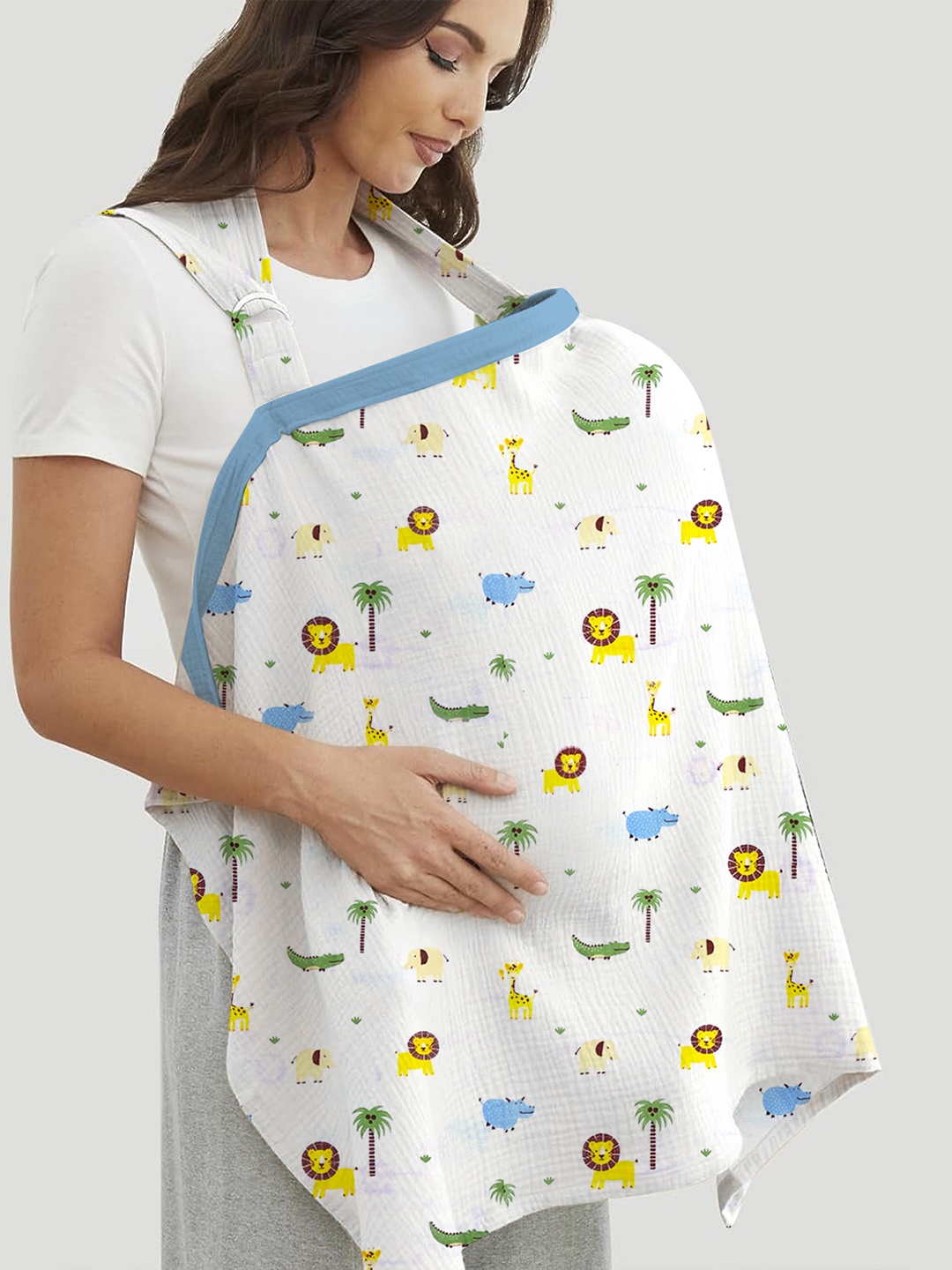 

Moms Home Printed Organic Cotton Nursing Cover For Breast feeding Apron, Yellow