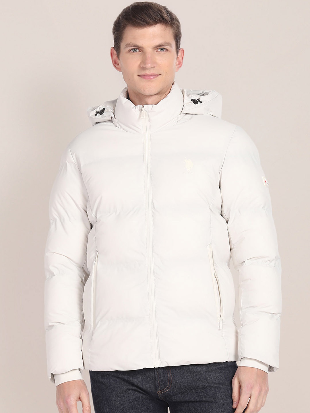 

U.S. Polo Assn. Long Sleeves Hooded Quilted Jacket, White