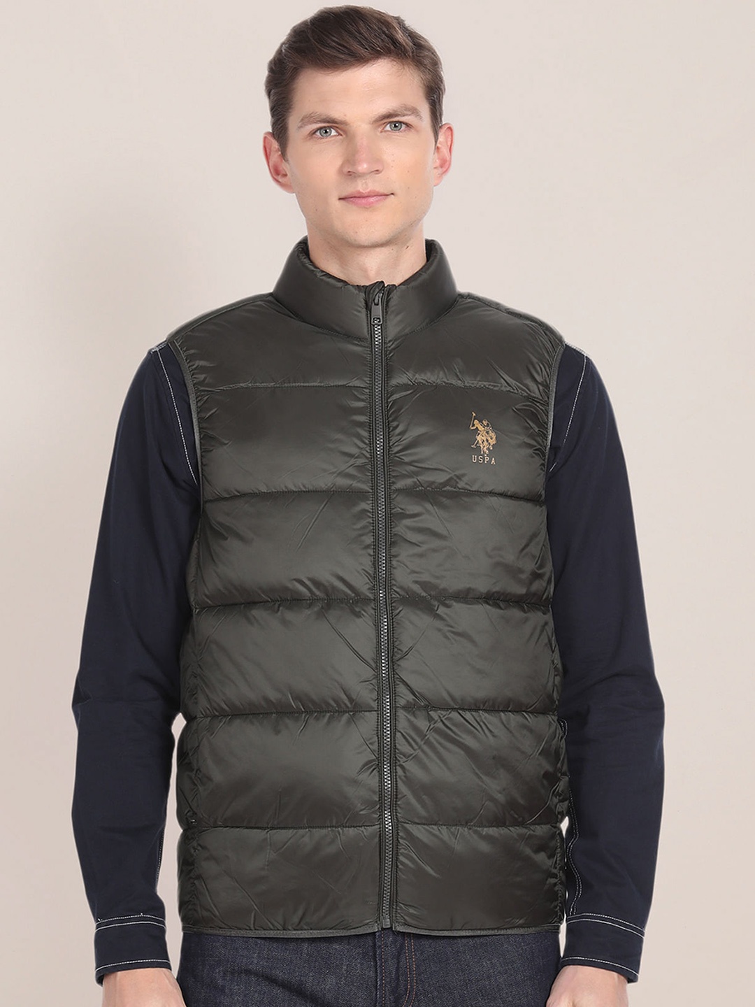 

U.S. Polo Assn. Mock Collar Quilted Jacket, Olive