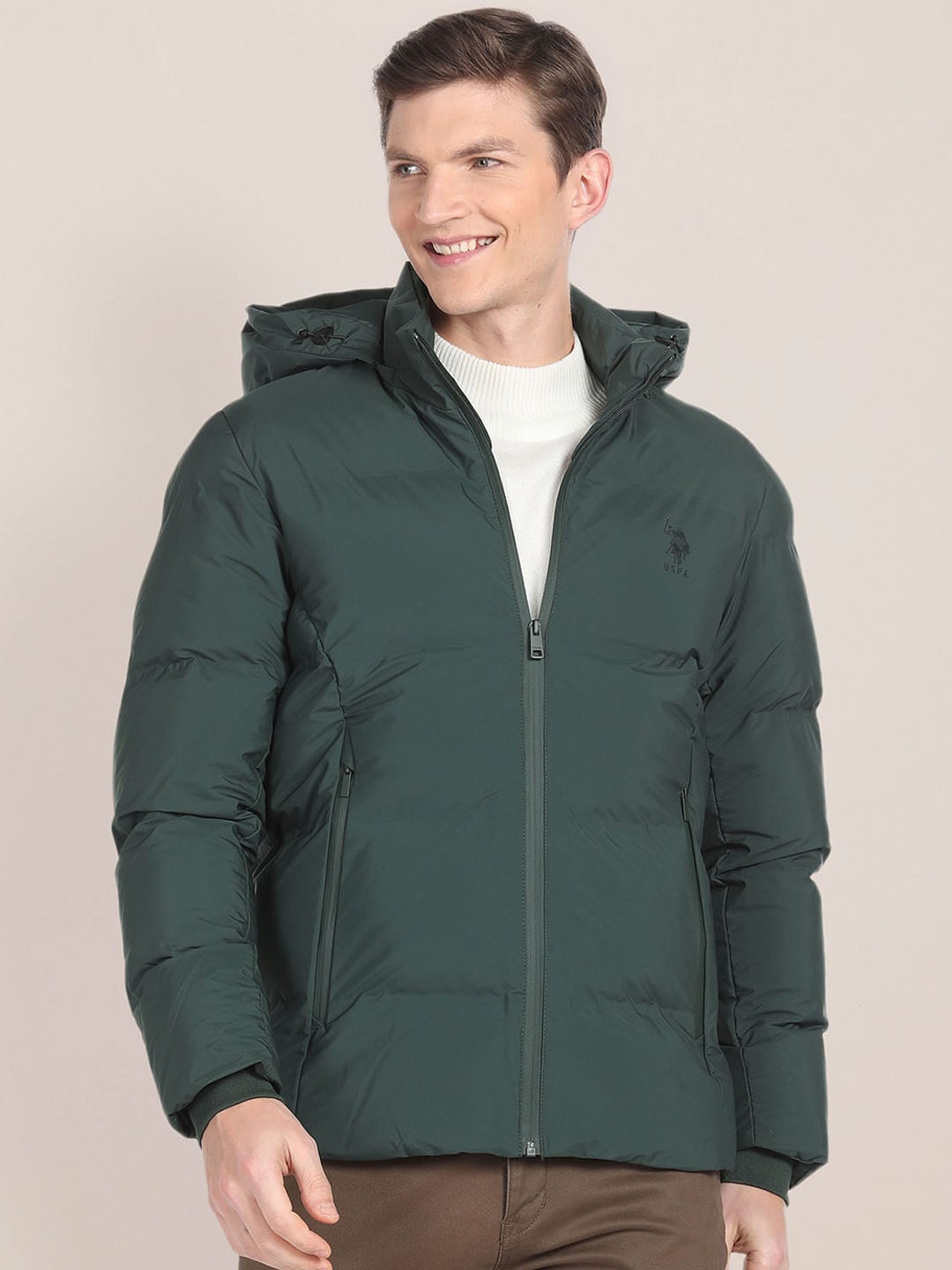 

U.S. Polo Assn. Detachable Hood Puffer Jacket, Green