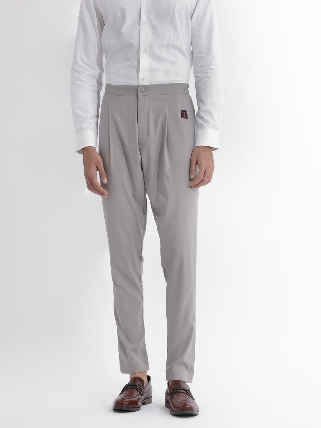 

RARE RABBIT Men Medo-P Regular Fit Mid-Rise Pleated Trousers, Grey
