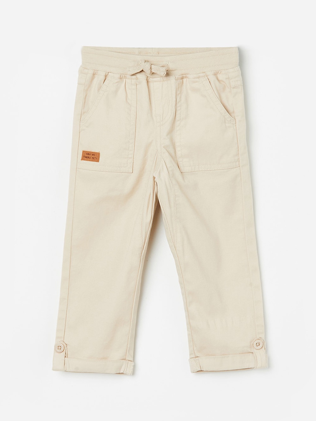 

Juniors by Lifestyle Boys Regular Fit Mid-Rise Plain Cotton Trousers, Beige