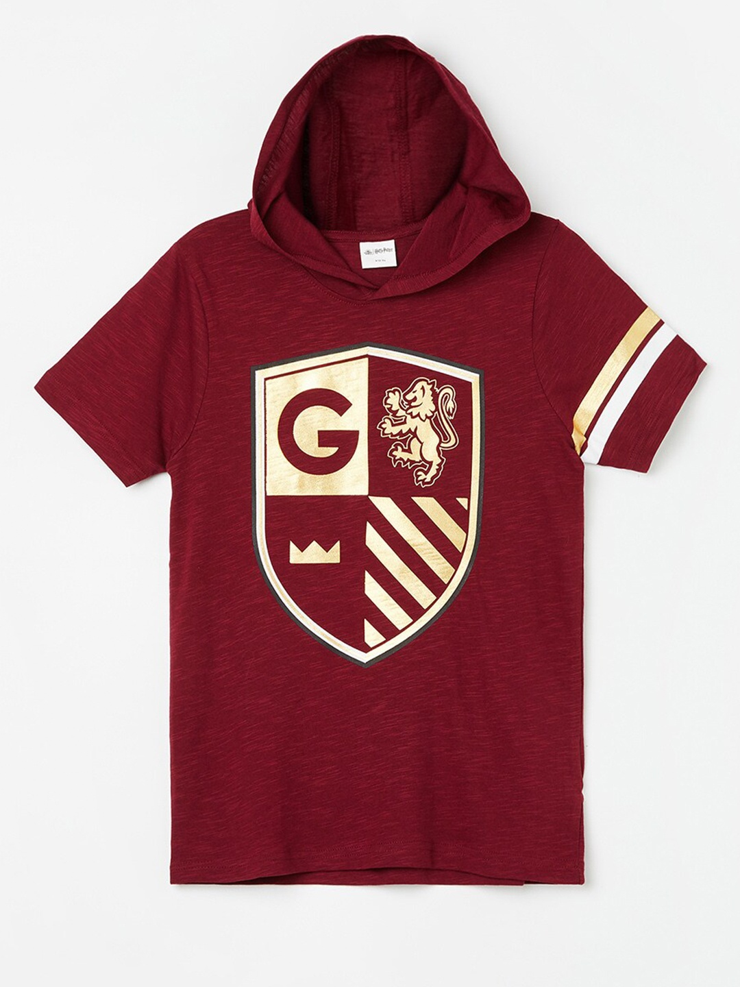 

Fame Forever by Lifestyle Boys Graphic Printed Hooded Pure Cotton T-shirt, Maroon
