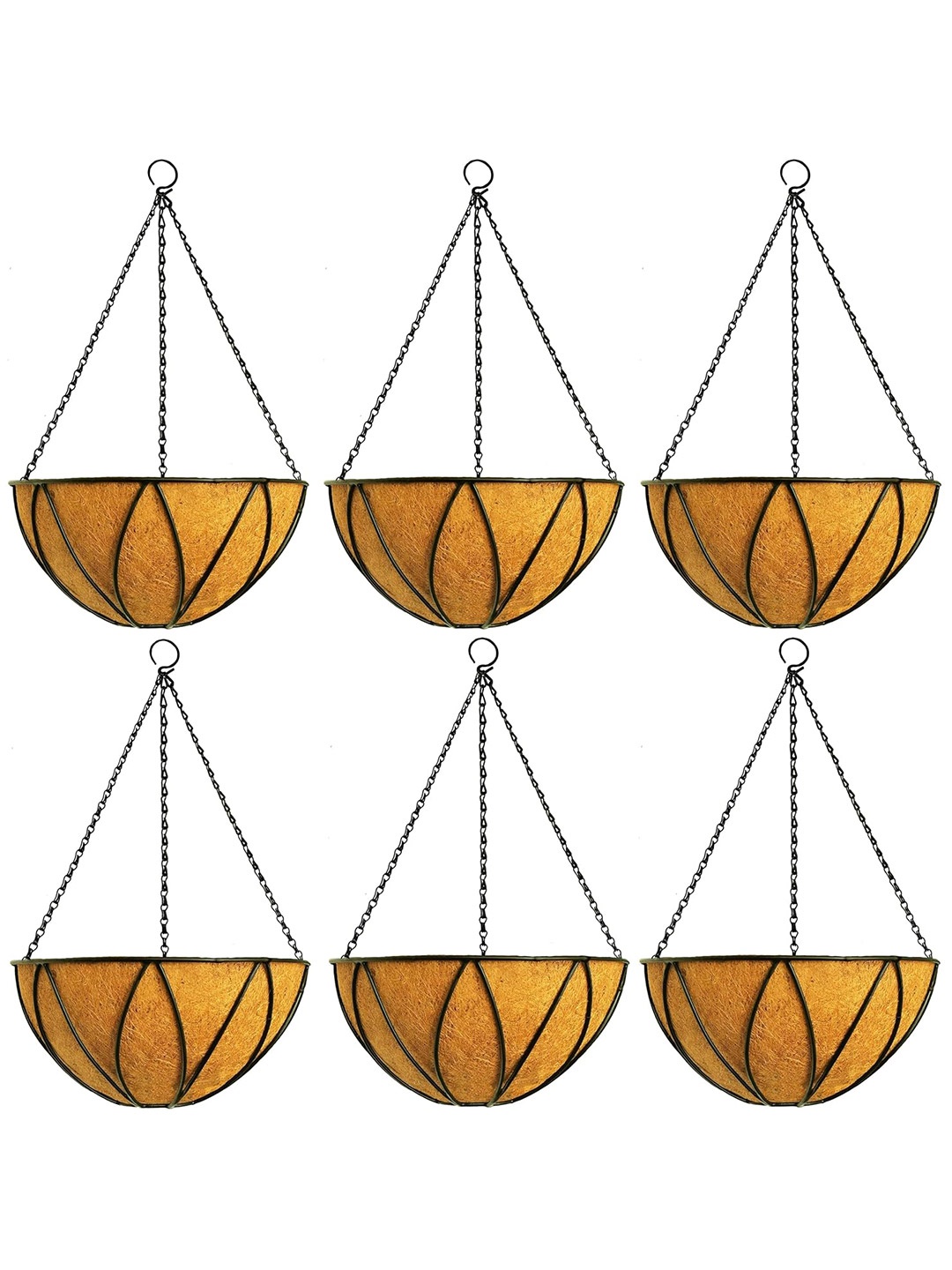 

Garden Deco Brown & Black 6 Pieces Metal Hanging Basket Planters