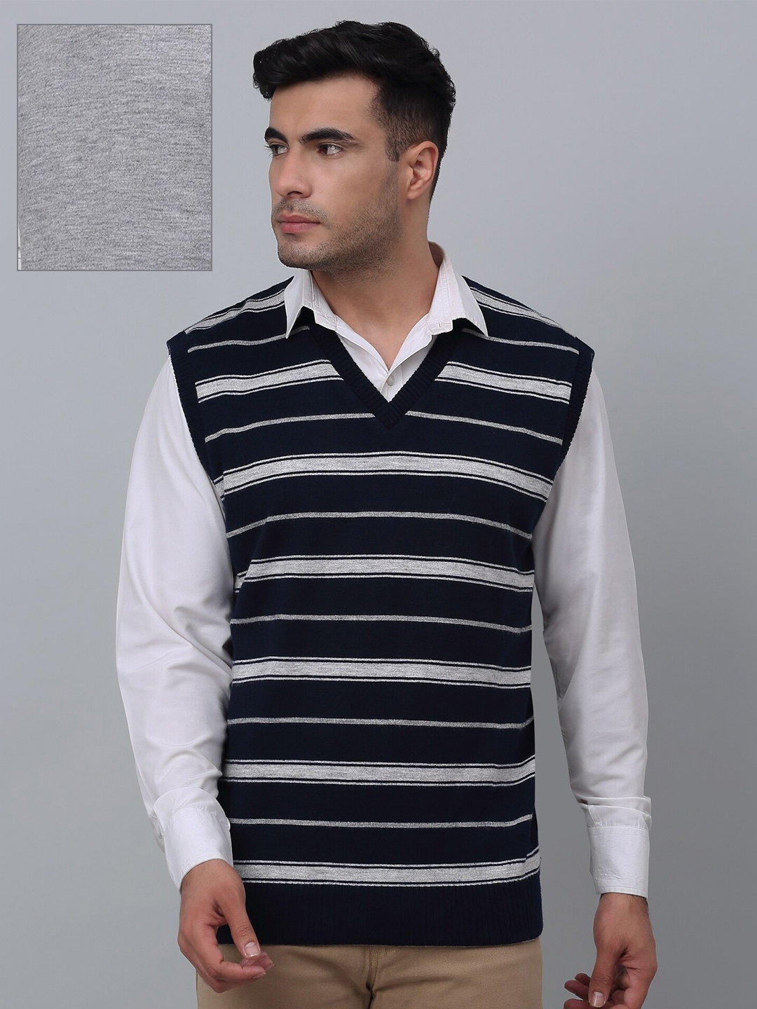

Cantabil Reversible Acrylic Sweater Vest, Navy blue