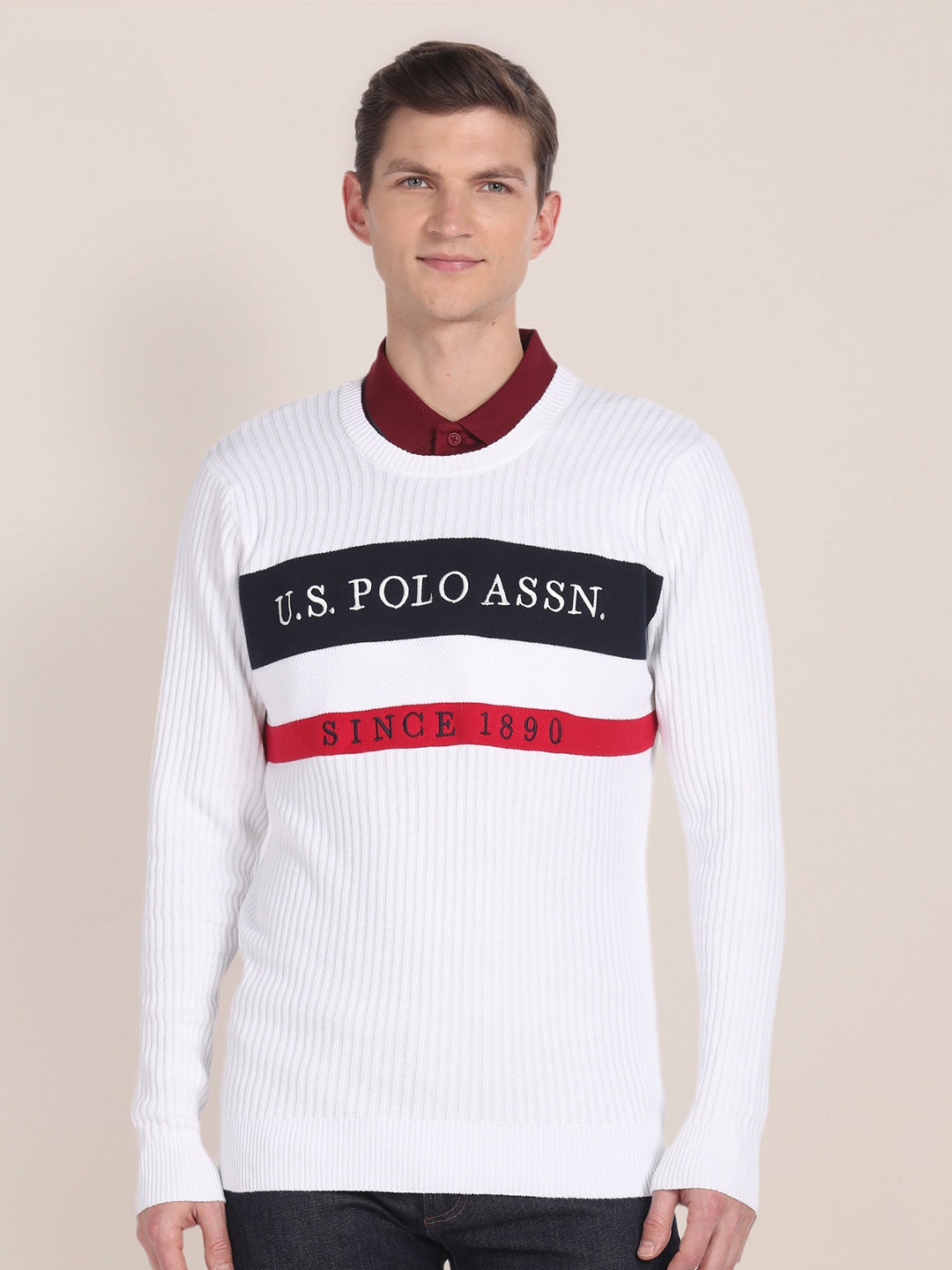 

U.S. Polo Assn. Printed Pullover Sweater, White