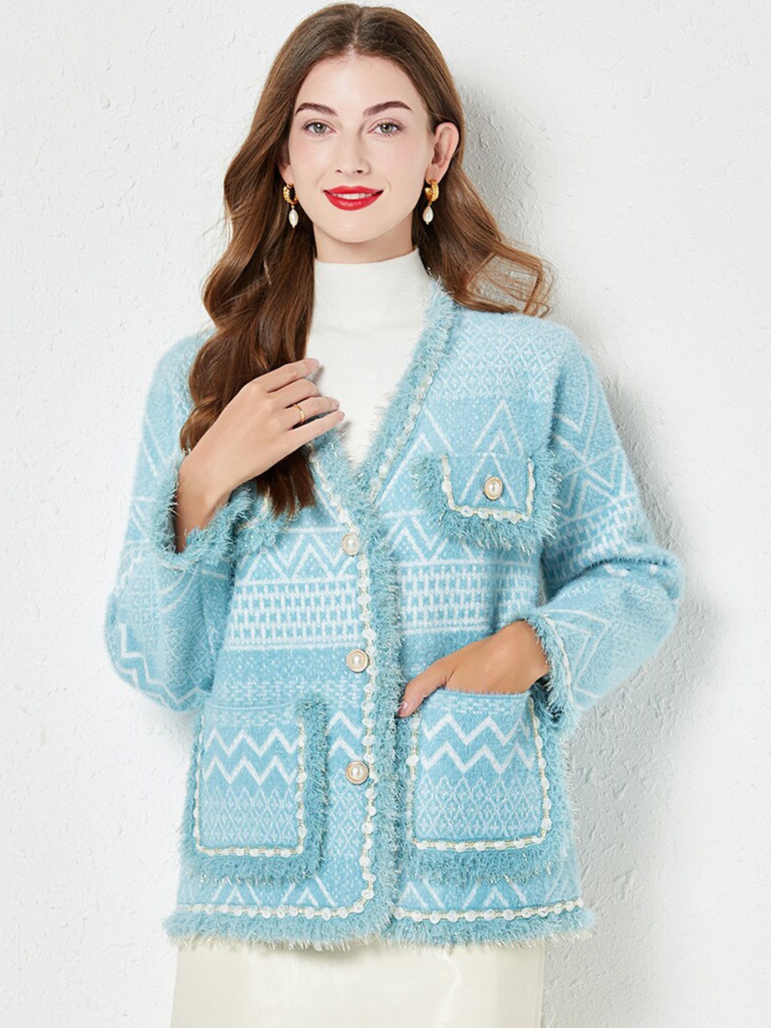 

JC Collection Self-Design Overcoat, Blue