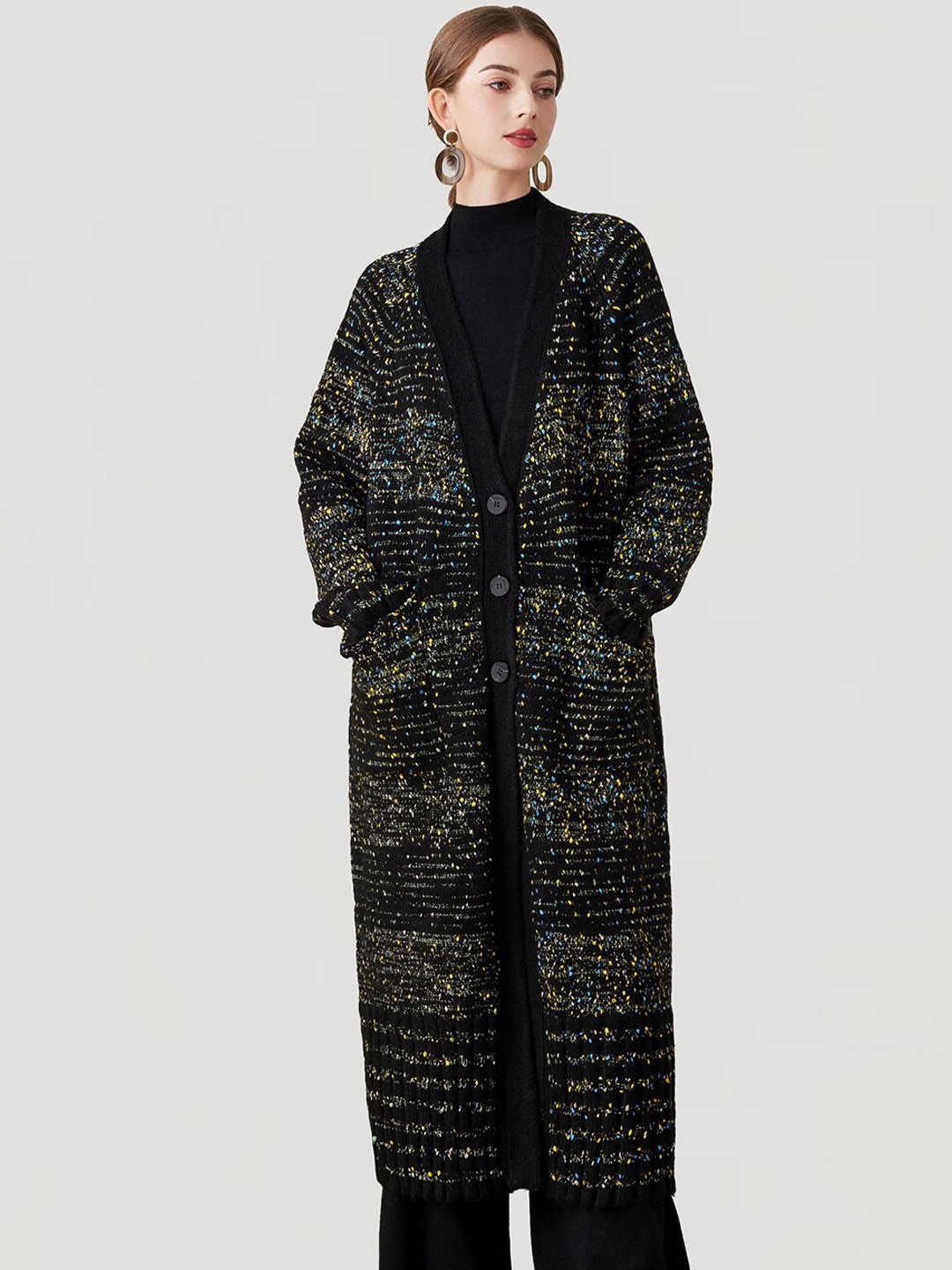 

JC Collection Self Designed Longline Overcoat, Black
