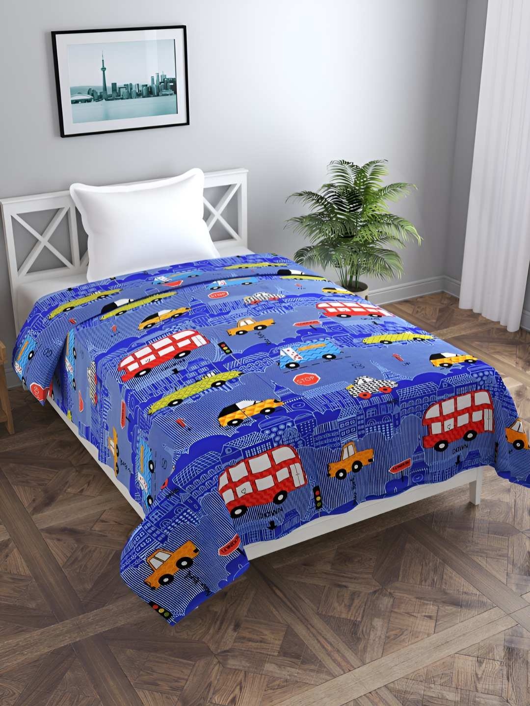 

BREVARD Blue & Red Printed Single Duvet Cover