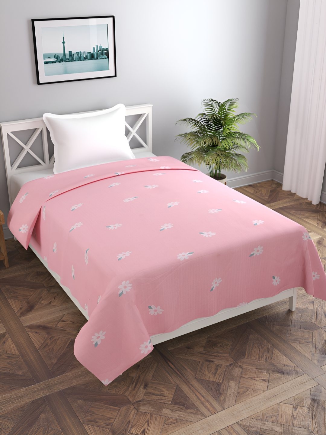 

BREVARD Pink & White Printed Single Duvet Cover