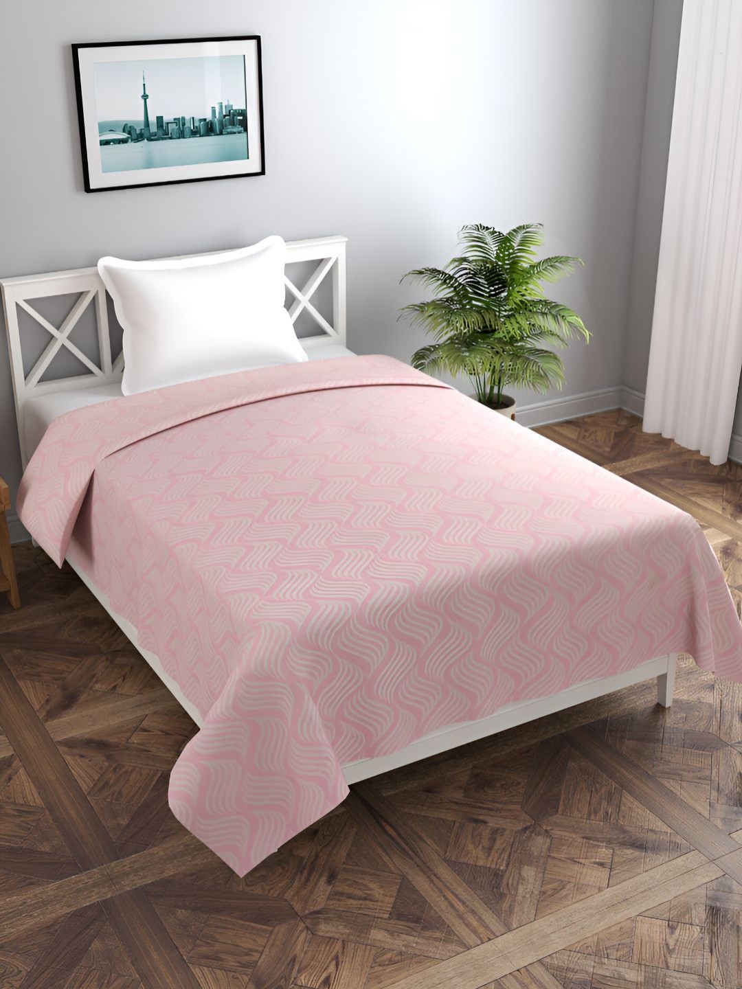 

BREVARD Pink & White Printed Single Duvet Cover