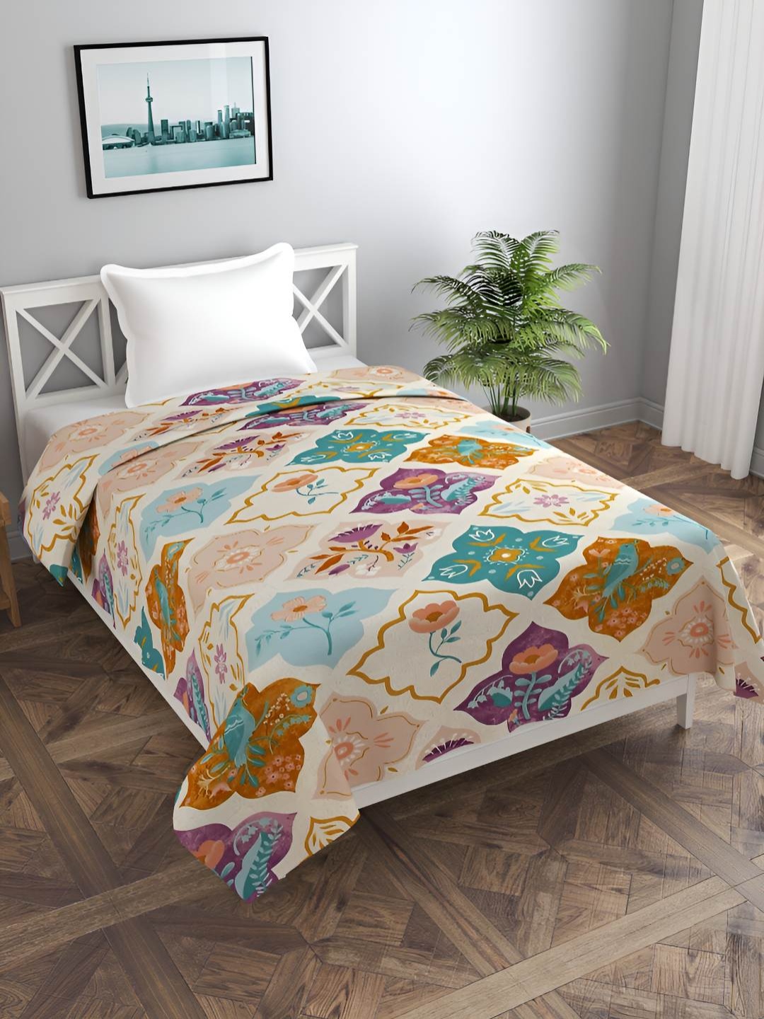 

BREVARD Beige & Brown Printed Single Duvet Cover