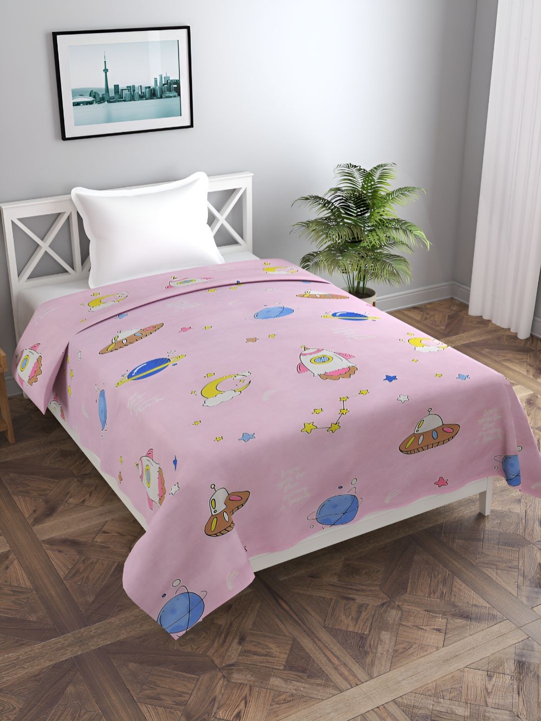 

BREVARD Pink & Blue Printed Single Duvet Cover