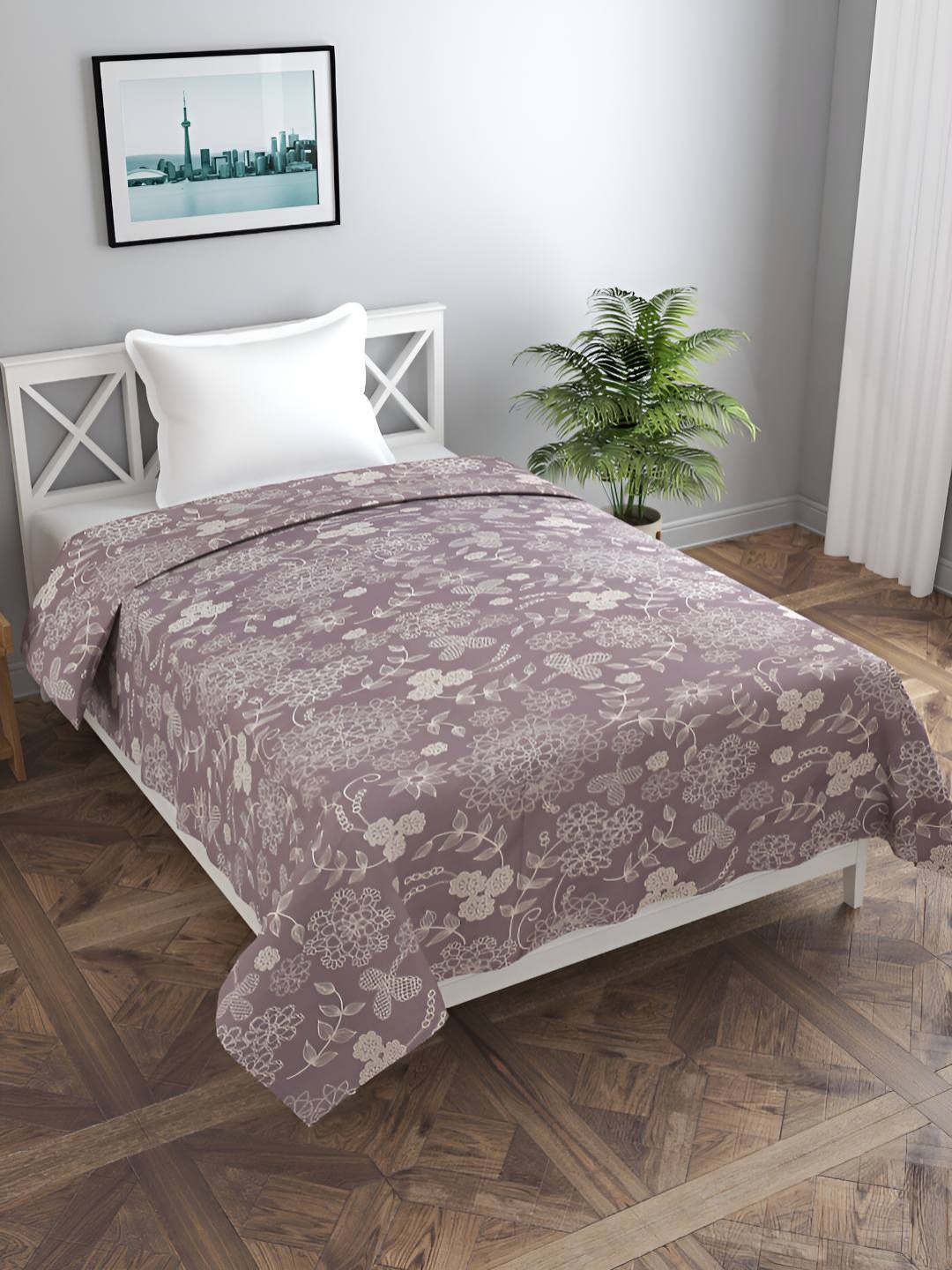 

BREVARD Mauve & Beige Printed Single Duvet Cover