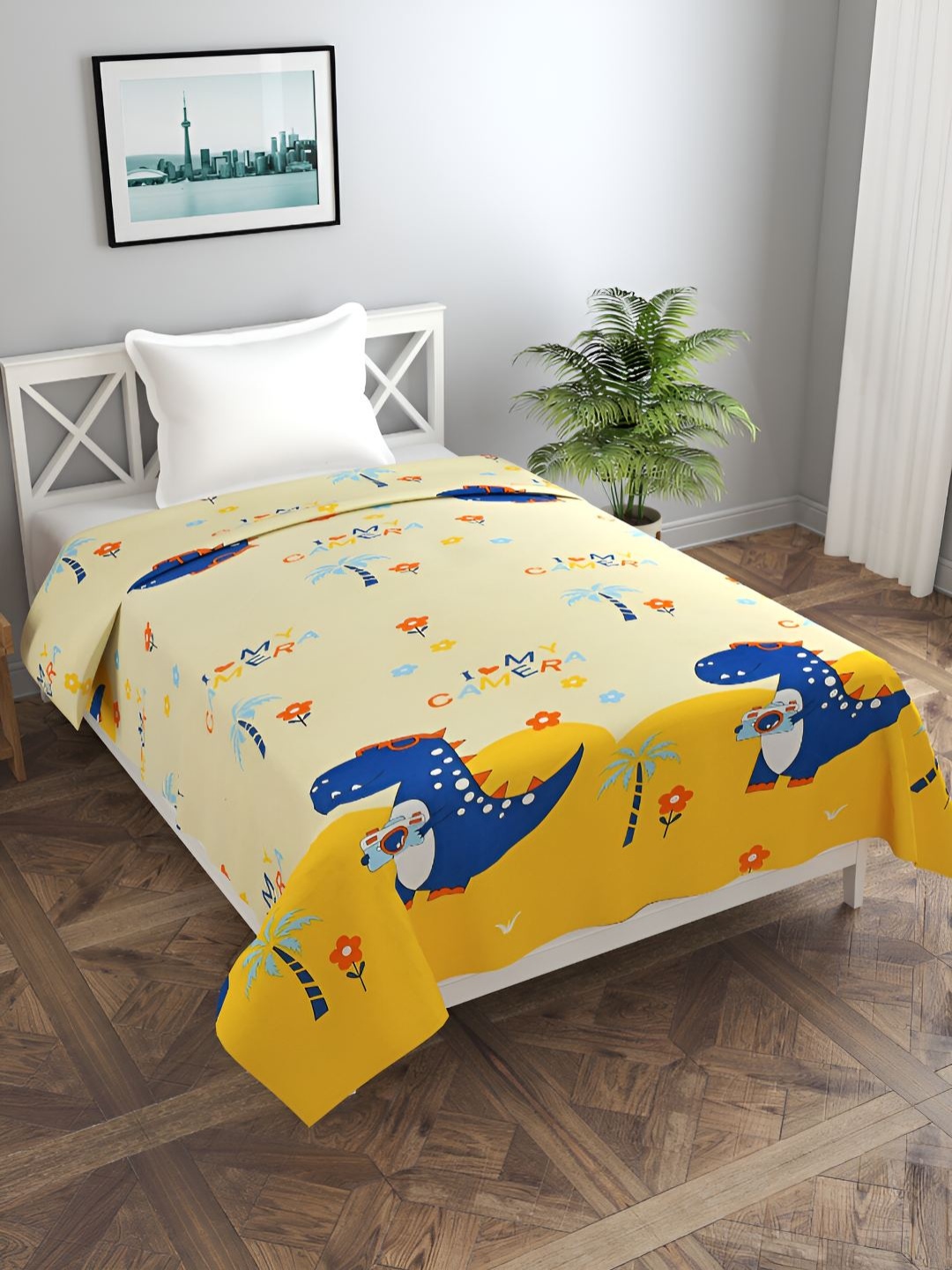 

BREVARD Yellow & Blue Printed Single Duvet Cover