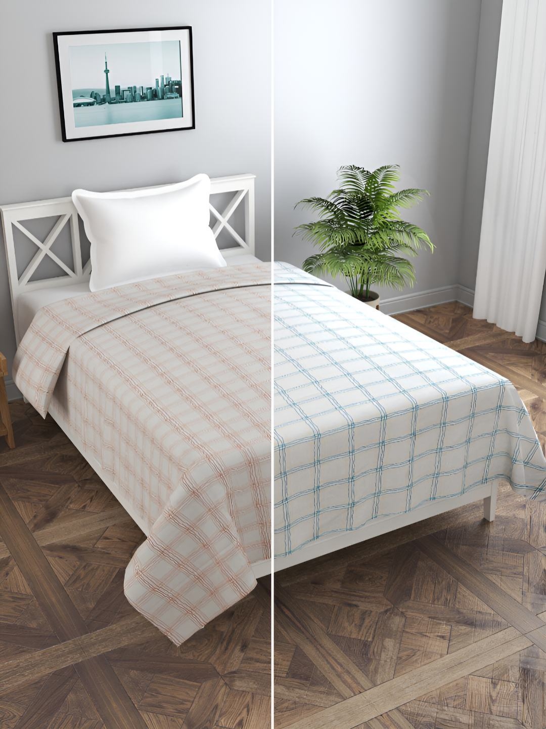 

BREVARD Brown & Green Printed Reversible Single Duvet Cover