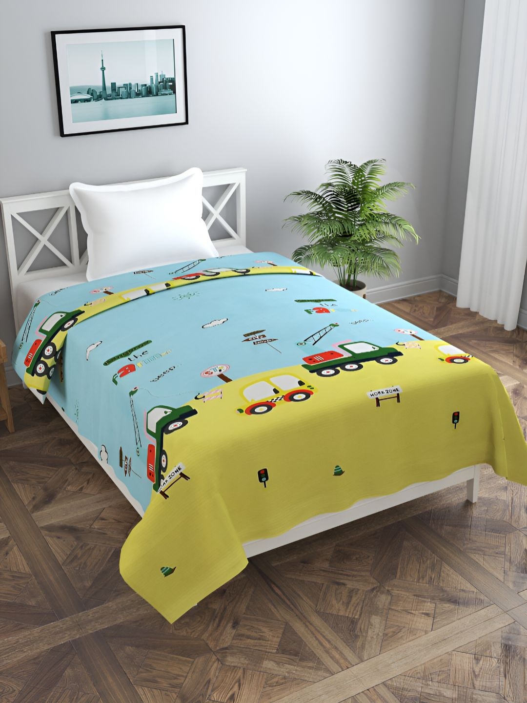 

BREVARD Blue & Yellow Conversational Printed Single Duvet Cover