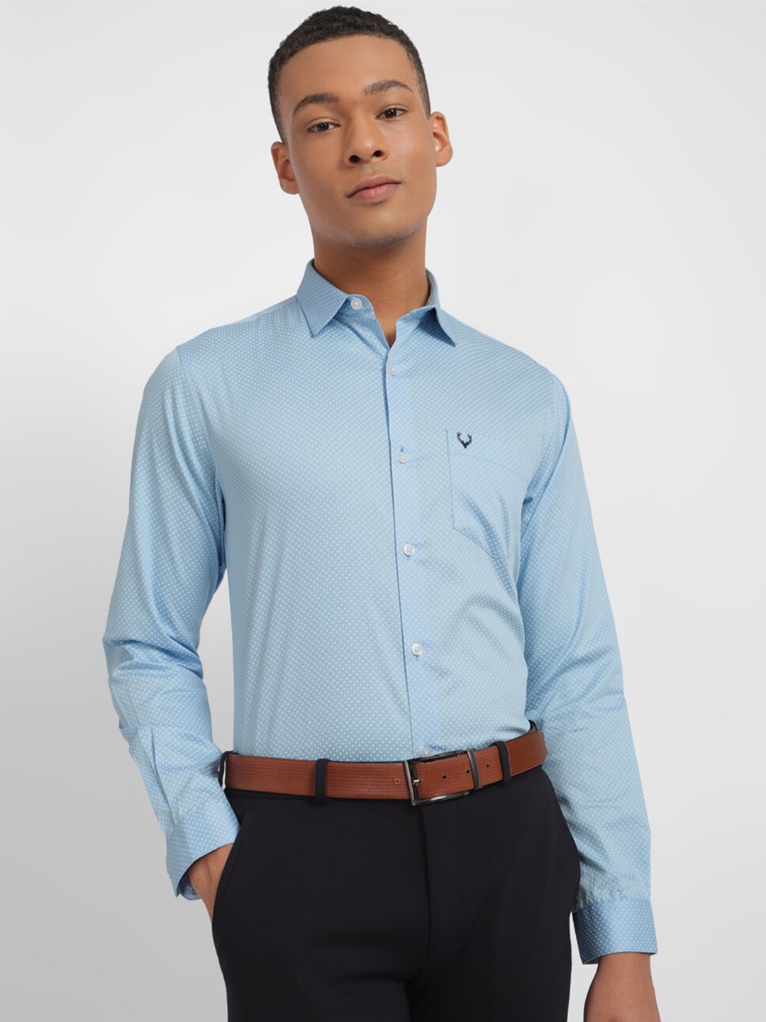 

Allen Solly Micro Ditsy Printed Slim Fit Cotton Formal Shirt, Blue