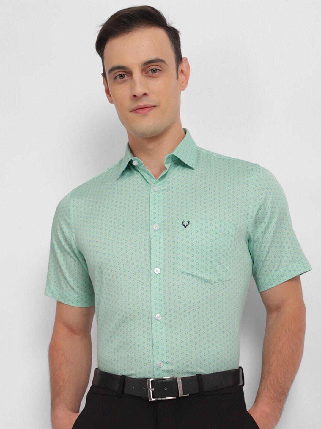 

Allen Solly Slim Fit Printed Pure Cotton Formal Shirt, Green