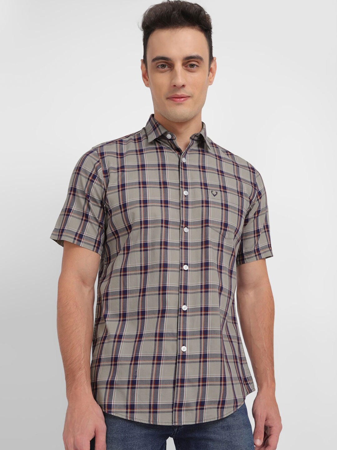 

Allen Solly Slim Fit Tartan Checked Pure Cotton Casual Shirt, Green