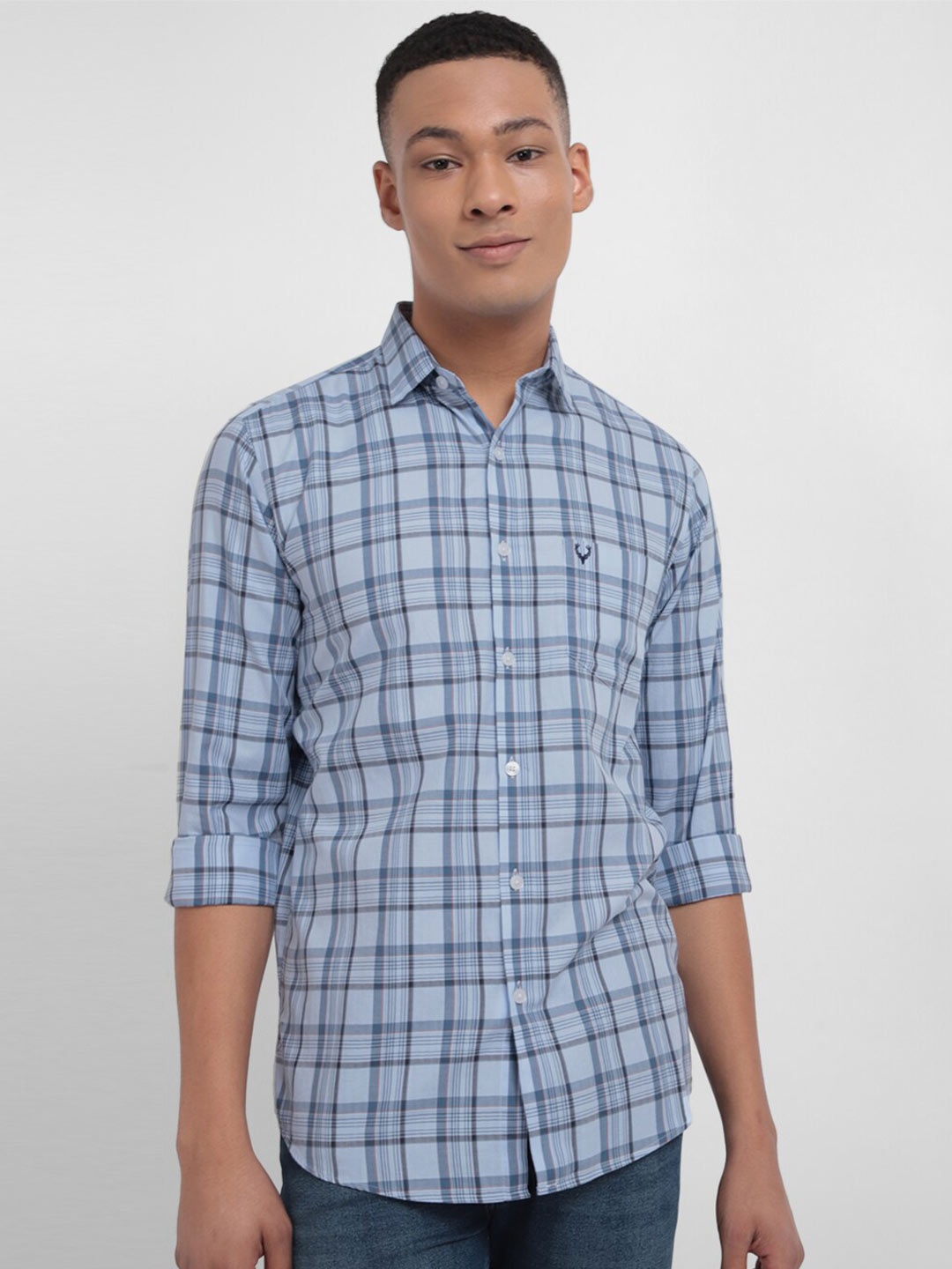 

Allen Solly Tartan Checked Cotton Slim Fit Casual Shirt, Blue