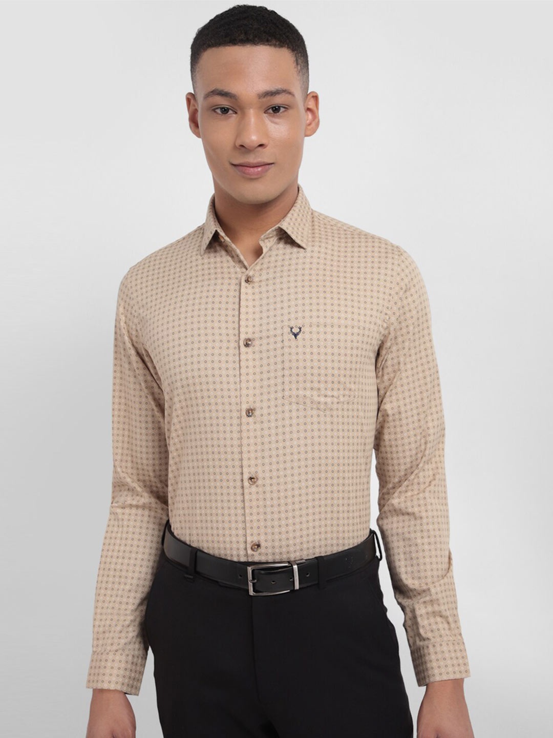 

Allen Solly Micro Ditsy Printed Slim Fit Pure Cotton Formal Shirt, Beige