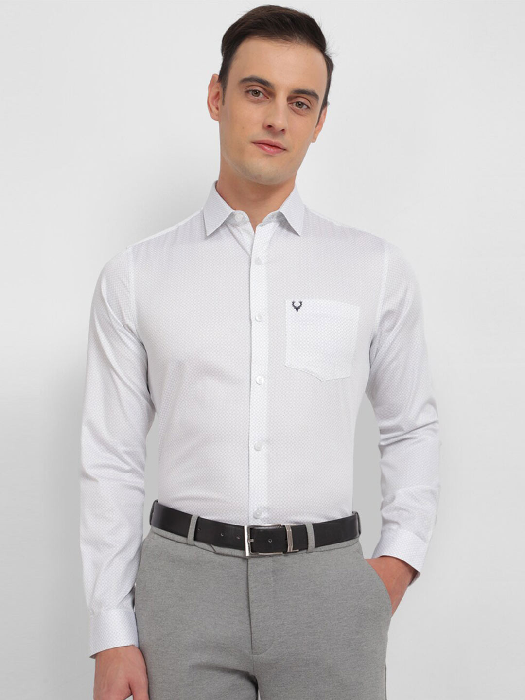 

Allen Solly Micro Ditsy Printed Slim Fit Pure Cotton Formal Shirt, White