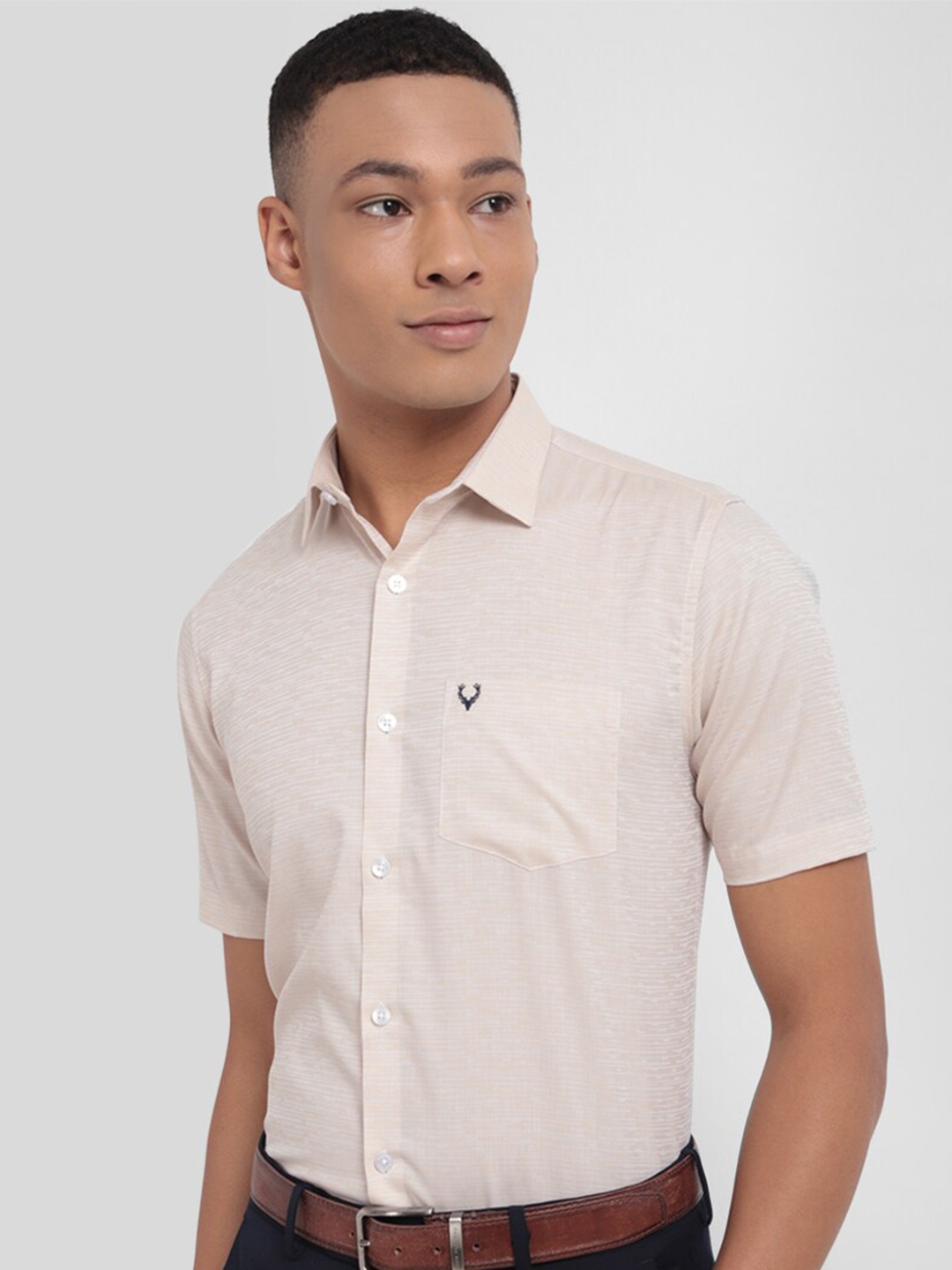

Allen Solly Slim Fit Abstract Printed Pure Cotton Formal Shirt, Pink