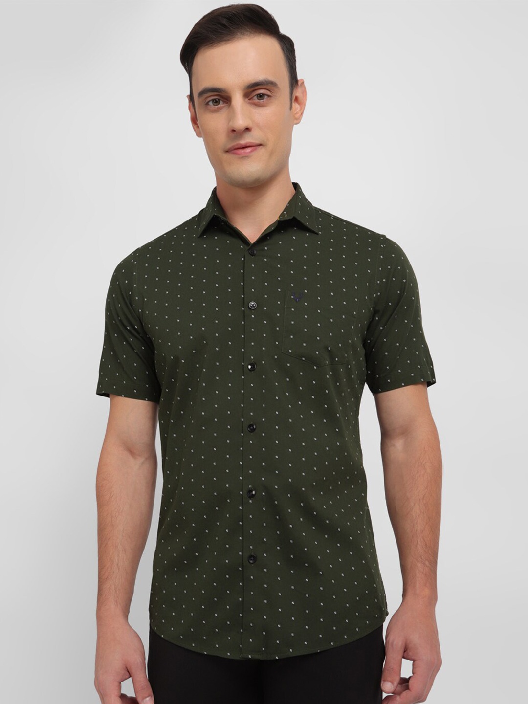 

Allen Solly Slim Fit Micro Ditsy Printed Pure Cotton Casual Shirt, Green