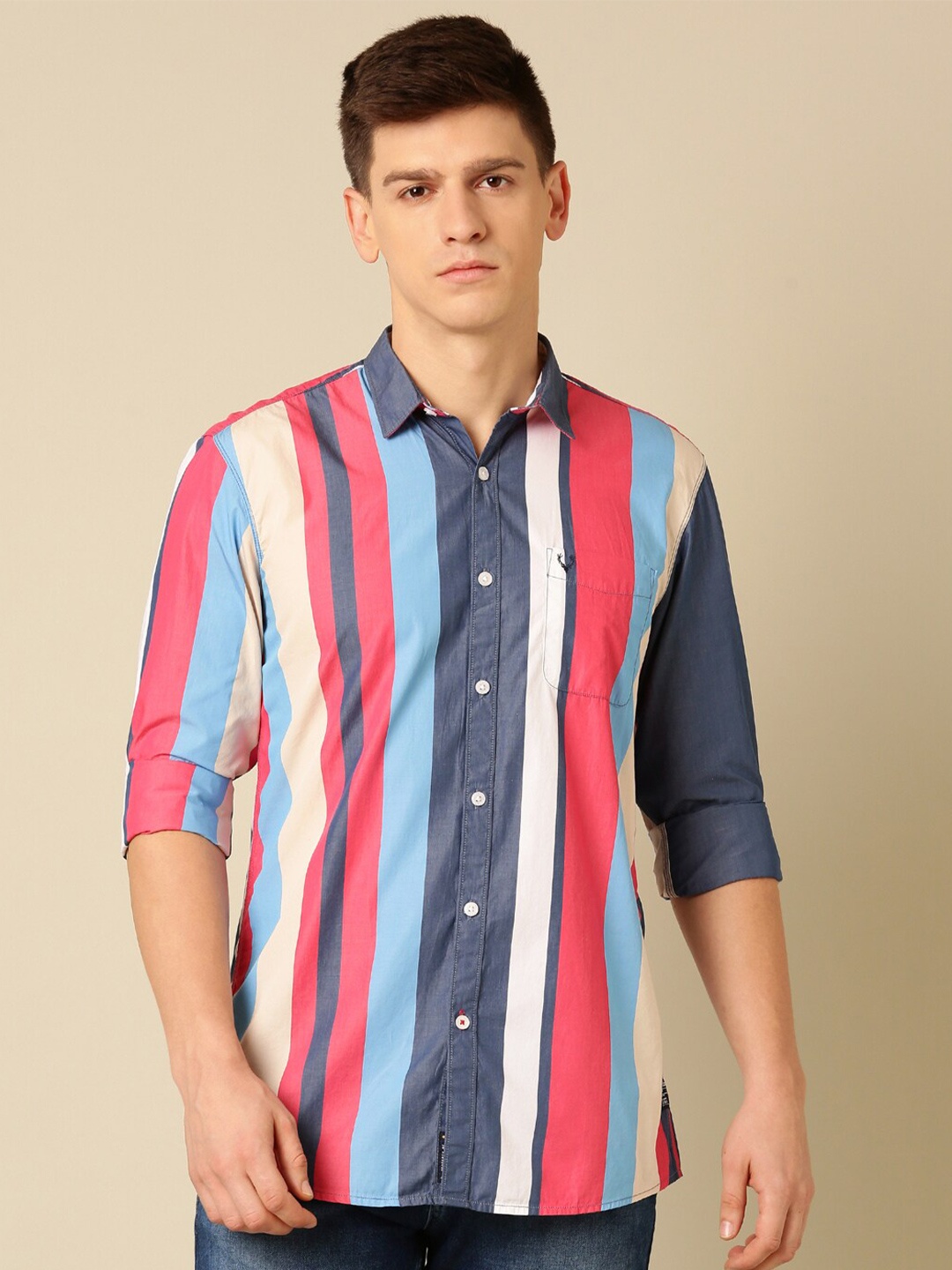 

Allen Solly Striped Cotton Custom Fit Casual Shirt, Red
